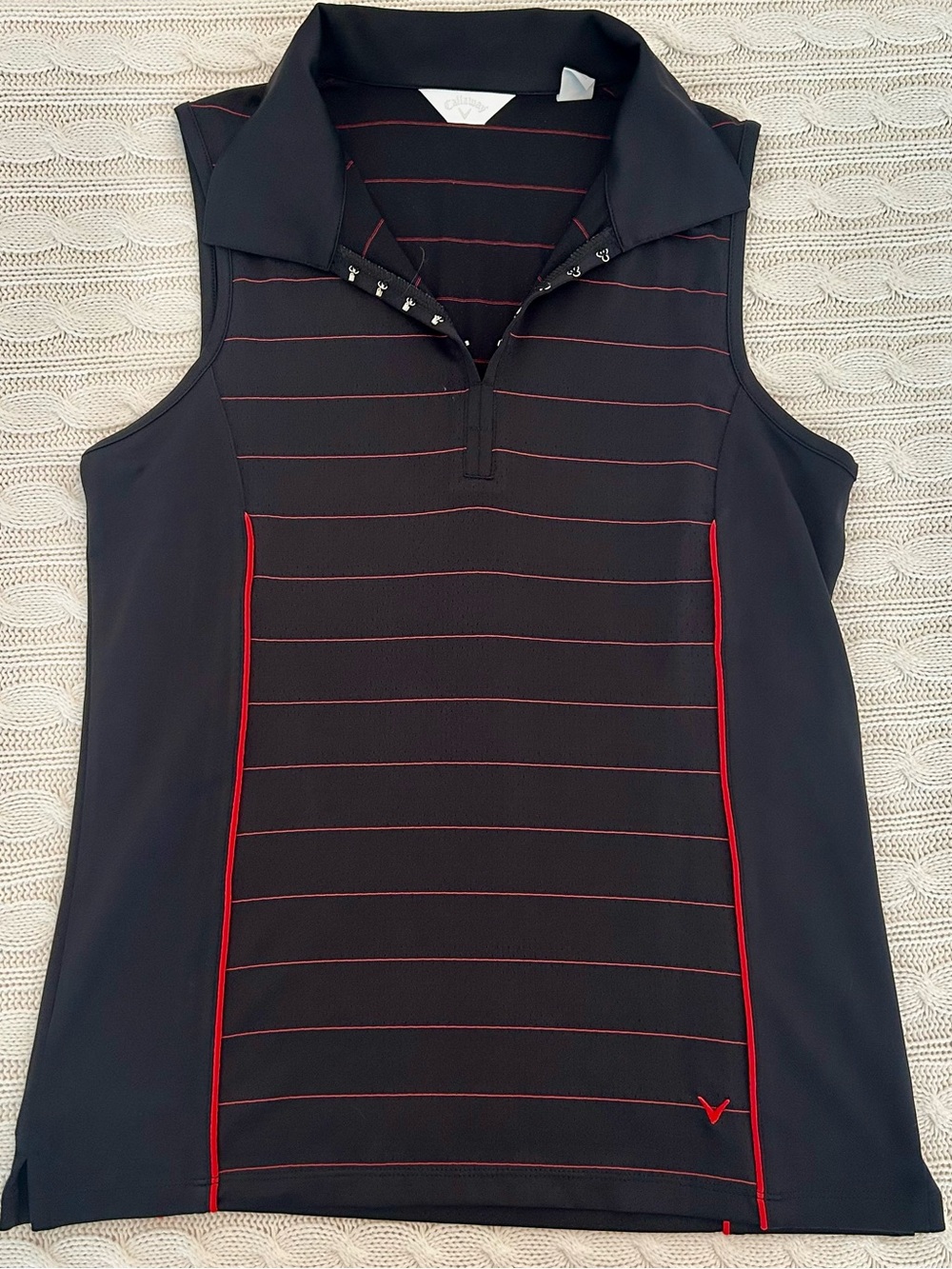 Callaway Black Sleeveless Golf Tank with Red Piping